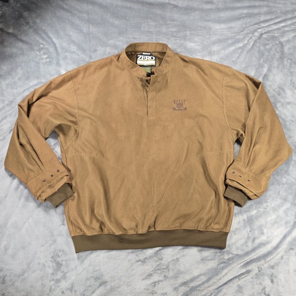 Zero Restriction Windshirt Mens XL Brown Houndstooth Microsuede Golf Performance - Picture 1 of 10